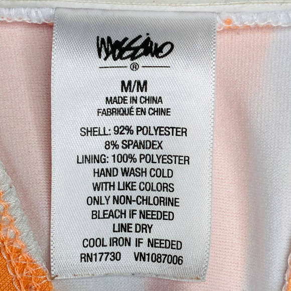 Mossimo Bikini Top Womens Medium Striped Orange White Bandeau Swimsuit Swim - Picture 2 of 5